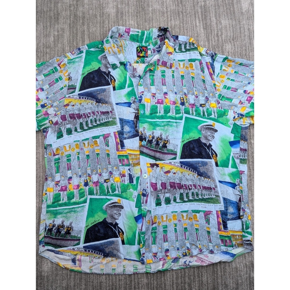 RARE Jams World Mens Aloha Hawaiian Lifeguards Button Up Shirt Loud Size 2XL